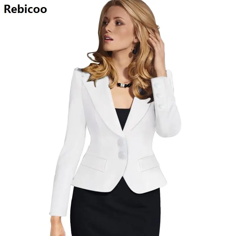 Womens Autumn Winter Long Sleeve Turn Down Collar Button Wear to Work Business Office Outwear Jacket Blazer | Женская одежда