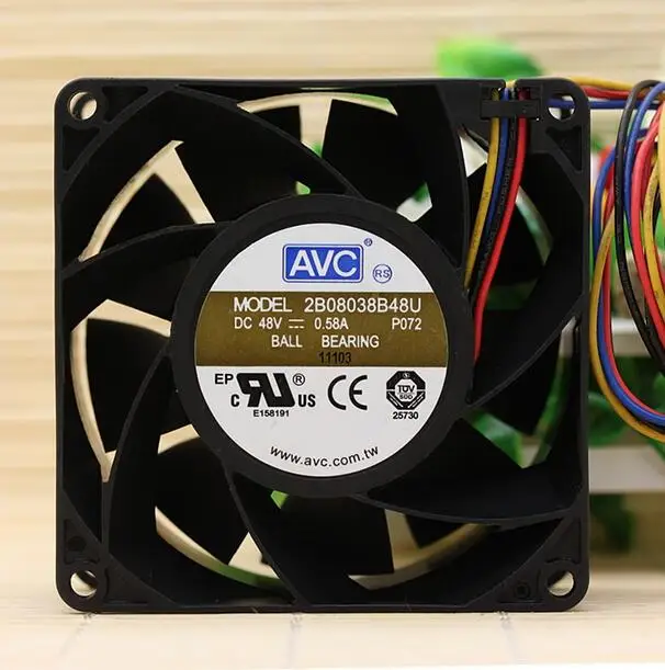 Original AVC 2B08038B48U 8038 DC 48V 0.58A 8cm 4-line PWM dual ball cooling fan | Компьютеры и офис