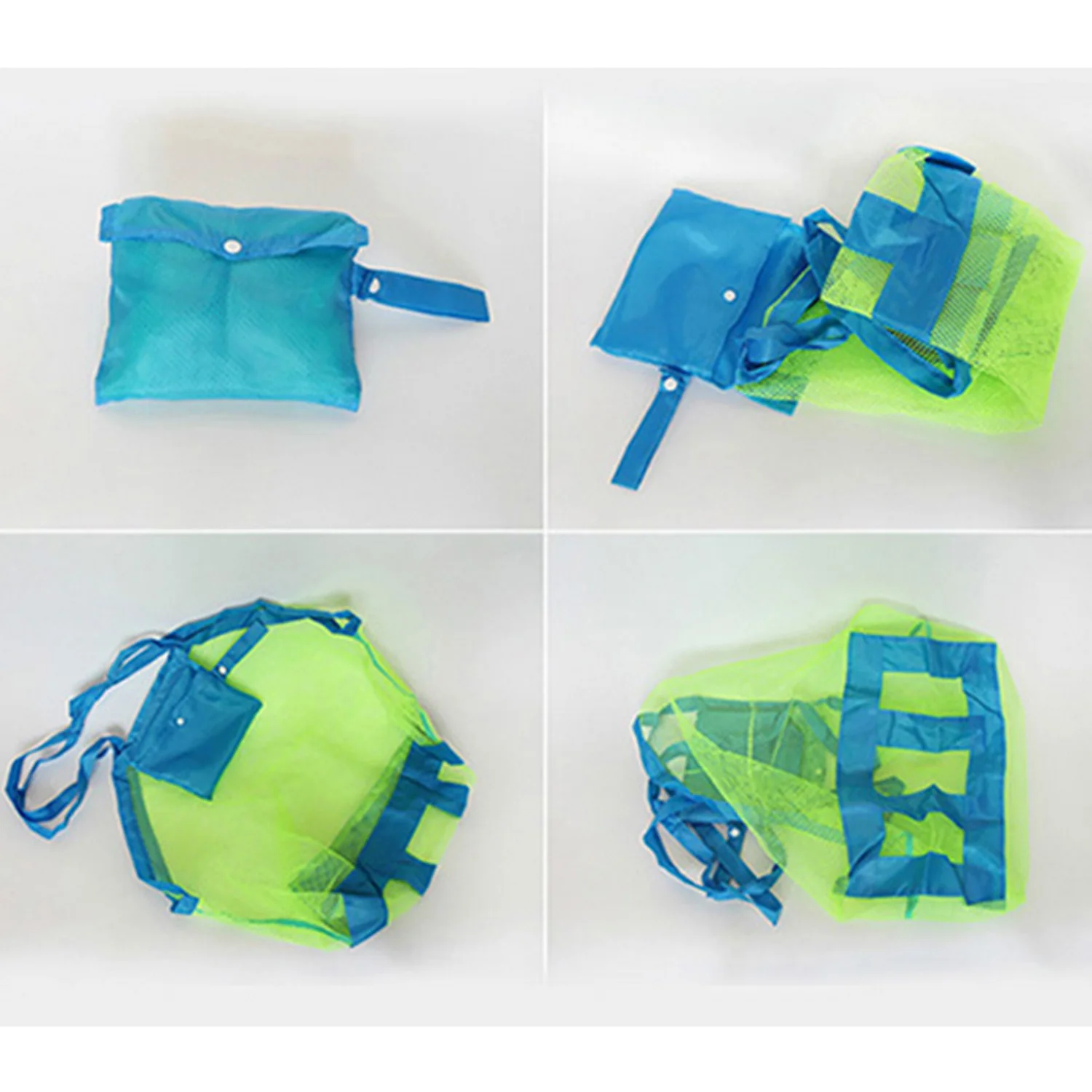 buy  2Pcs Beach Bath Creative Toys Portable Reusable Foldable Mesh Tote Bags Toy Kids Towels Shell Pool 