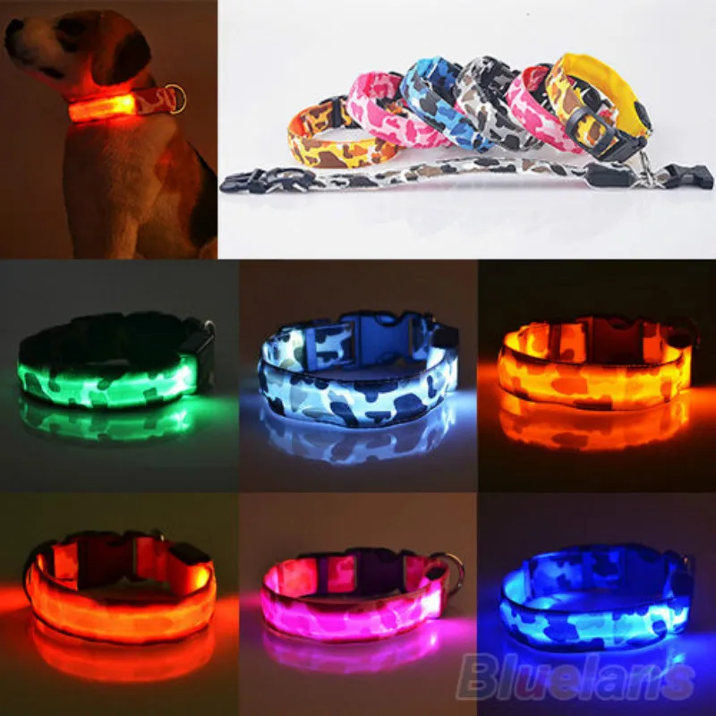 

Pet Supplies Pets Dogs Cat Night Safety Collar Flashing Glow Light Up Camouflage Nylon LED Collars S M L XL 8 Colors Choose.