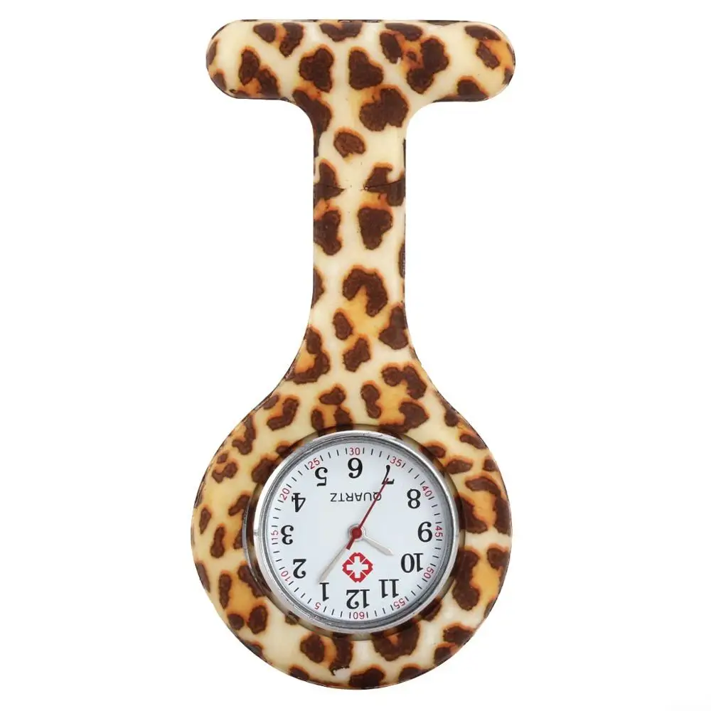 Медсестры камуфляж Зебра леопардовый цветок печать карманные часы модные женские доктор Pin Леди резиновые часы брошь часы - Цвет: 5