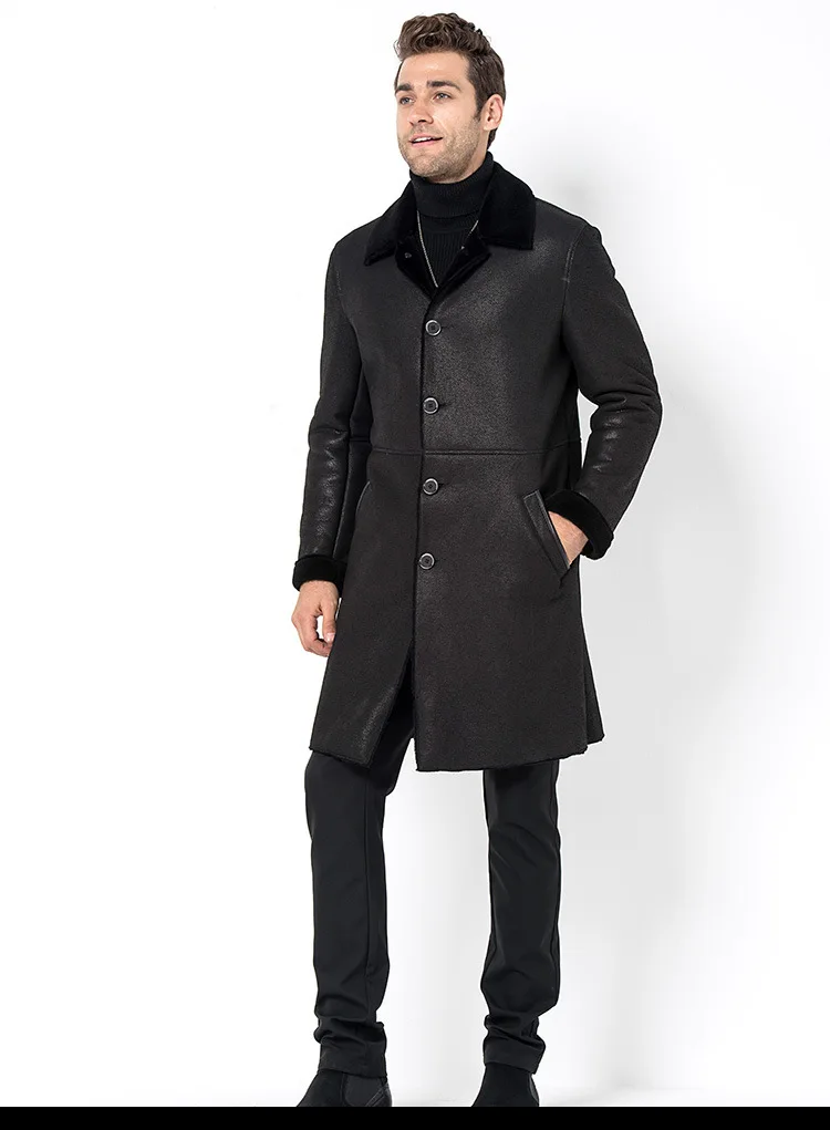 Куртка из натуральной кожи, зимняя мужская куртка из настоящей овчины, пальто для мужчин, натуральный мех ягненка, теплые куртки Jaqueta Couro 87067 YY475