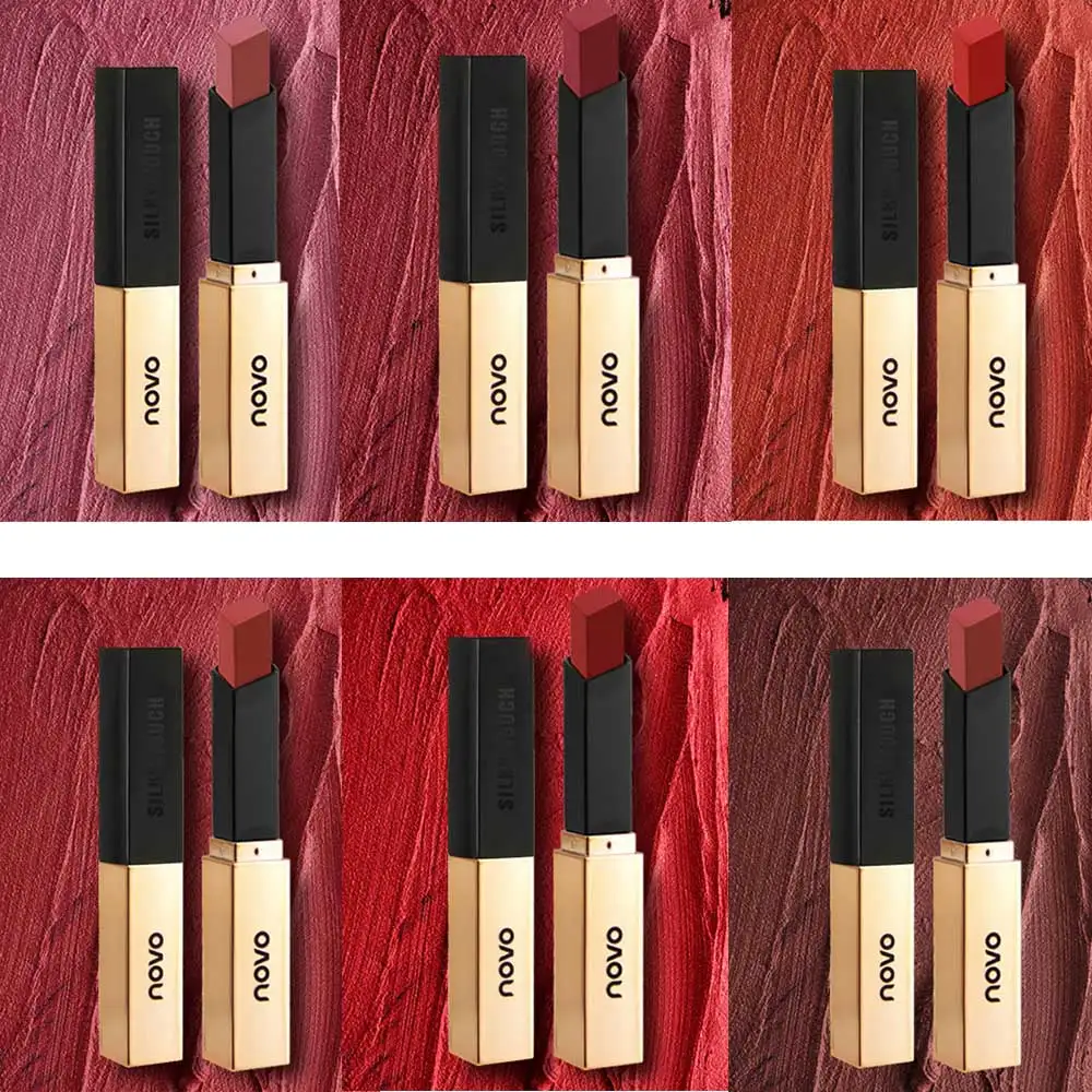 

NOVO 6 Colors Velvet Matte Silky Retro Red Lipstick Smooth Moisturizing Ruby Lip Stick Makeup Waterproof Long-lasting Sexy Lips