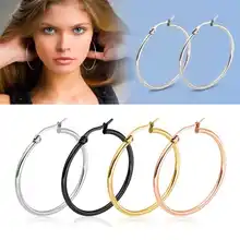 Горячие Дешевые дикие преувеличенные большие серьги из нержавеющей титановой стали с круглой пряжкой серьги-кольца для женщин ювелирные аксессуары подарок