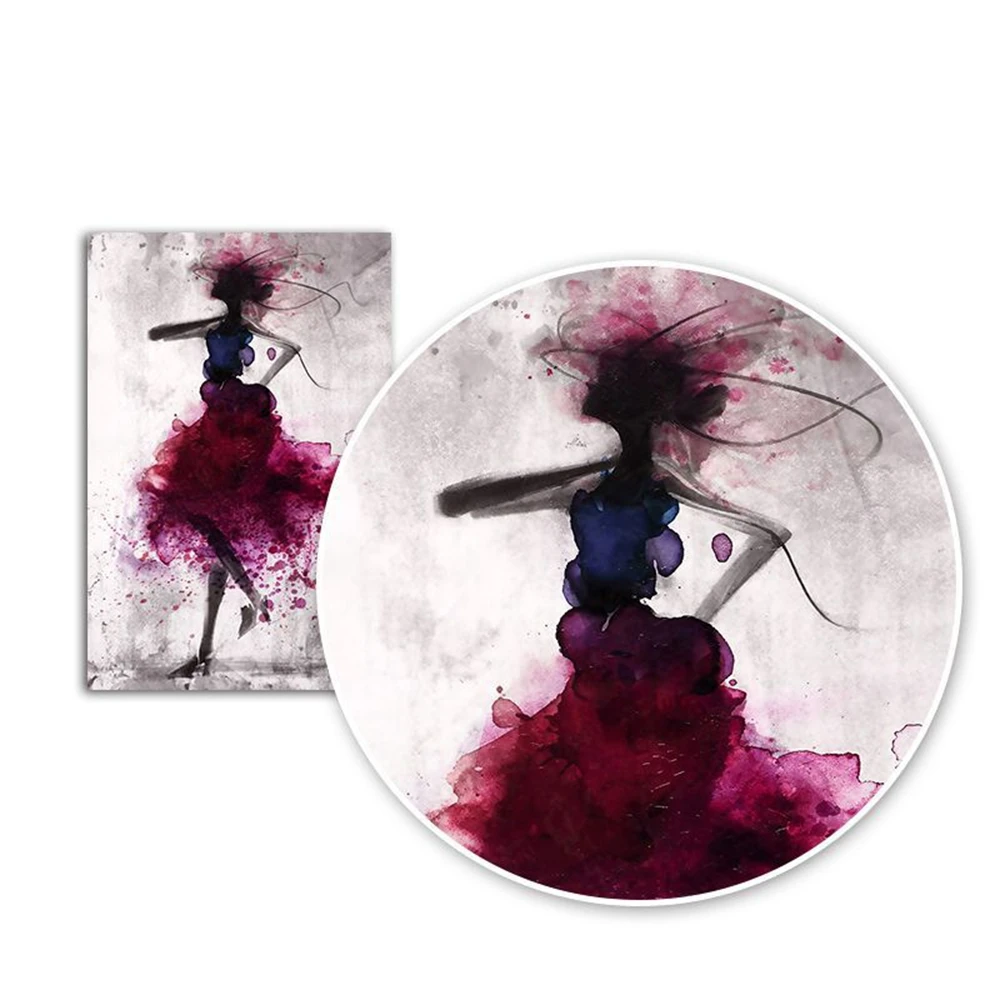 Ink Jet Fashion Woman Portrait Painting Canvas Print Watercolor Figure Painting for Office Baby Room Wall Decor Poster Drop Ship