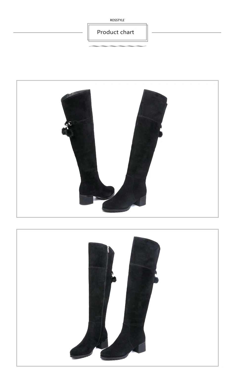 ROSSTYLE/ г. узкие сапоги пикантные женские зимние сапоги выше колена из замши зимняя высококачественная женская обувь с круглым носком черный цвет, размеры 35-41, H1