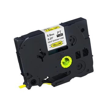 

1PCS HSe-611 HS2-611 Black on Yellow Heat Shrink Tube Tape 5.8mm*1.5M Label Tapes Compatible for Brother P-touch Printer PUTY