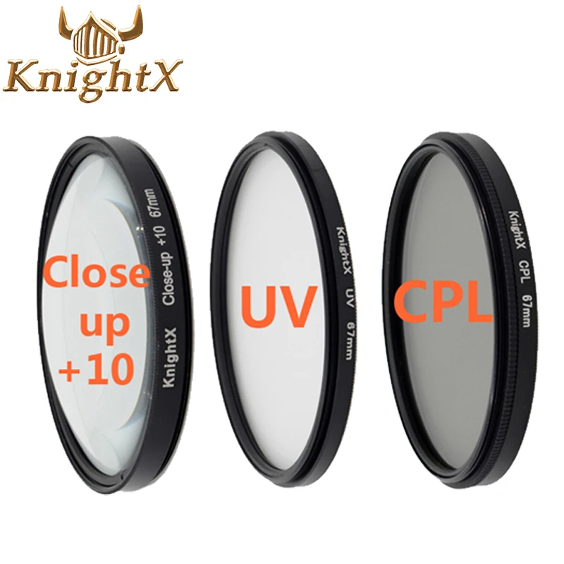 KnightX 52 мм 58 мм 67 MC UV CPL ND фильтр для Nikon canon 1200D D3100 D3200 D5200 d3300 100d d7100 D5100dslr аксессуары для камеры - Цвет: 3 Filter Set  H