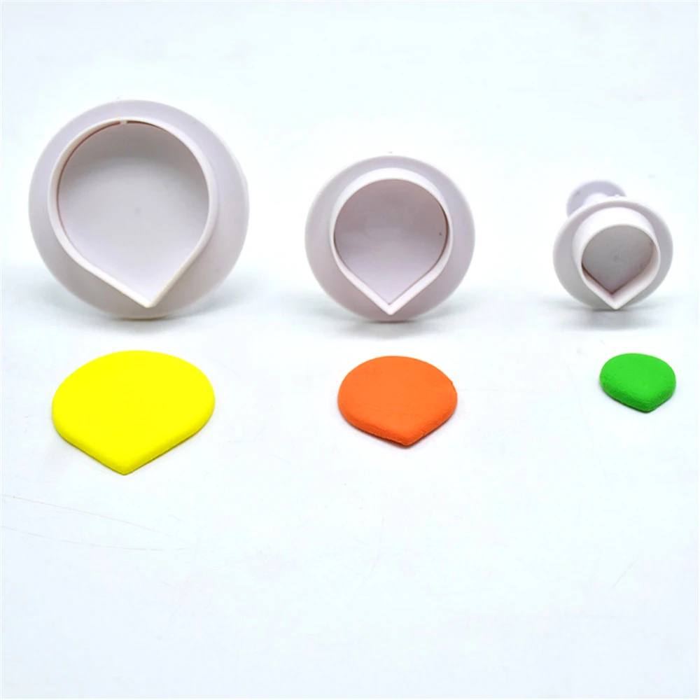 

3pcs/set Water Drop Shape Cookie Cutter Food Grade Plastic Cake Tool, Biscuit Fondant Mold Bakeware Sugarcraft Cake Decoration