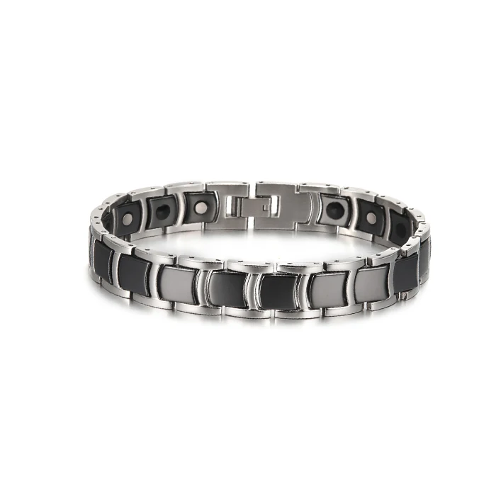 silver color Vinterly стальной магнитный браслет мужской черный керамический энергетический Германий браслеты мужские ручные цепи золотой цвет Голограмма браслеты - Окраска металла: silver color