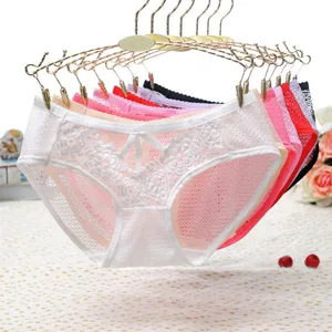 Women Intimates Underwear Sexy Briefs Lace Low Waist Comfort Seamless Transparent Panties Solid Color