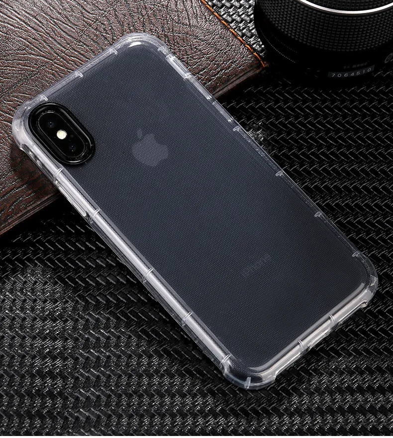 Подушка безопасности Дизайн антидетонационных чехол для iPhone 7 8X6 Plus Crystal Clear Мягкие TPU чехол телефона 200 шт./лот