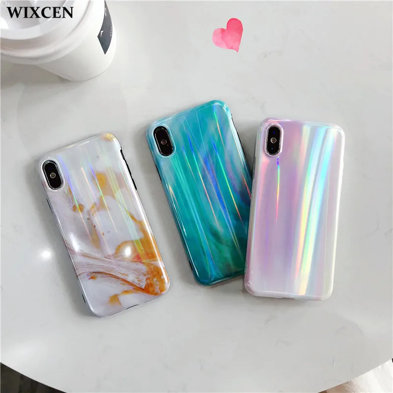 

Wixcen Watercolor Laser Tpu Phone Case for IPhone 8 7 6s 6 Plus Glossy Soft Tpu Silicone Case Back Cover for IPhone X