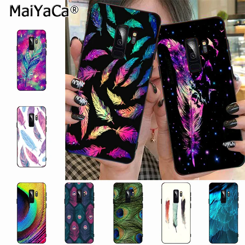 

MaiYaCa Feather 2018 Colored Drawing soft tpu phone Case for samsung galaxy s9 plus s7 s6s8 plus
