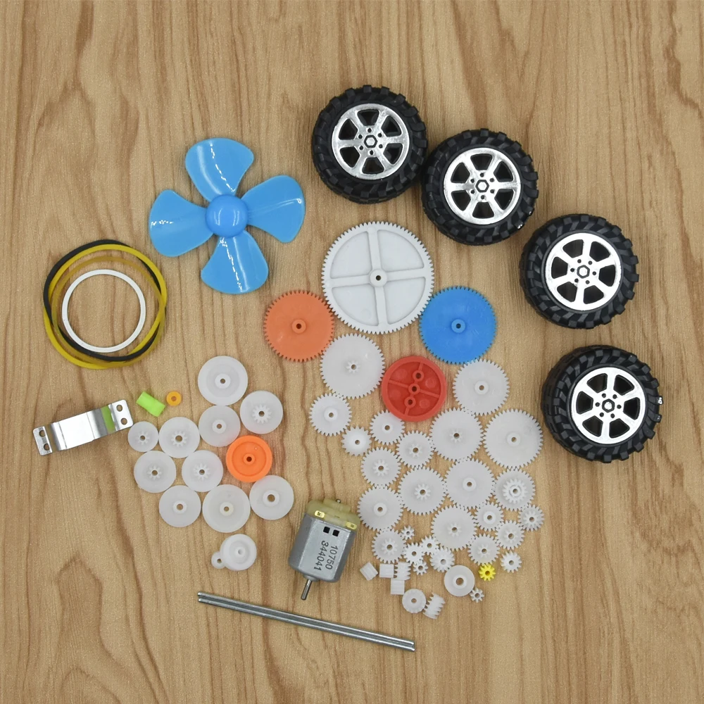62 Kinds Mixed Plastic Gear DIY Four Wheel Car Auto Accessories Gearbox 130 Motor Robot Plane Model Assembly Repair Toolkit |