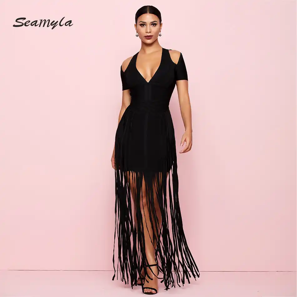 maxi dress with fringe bottom
