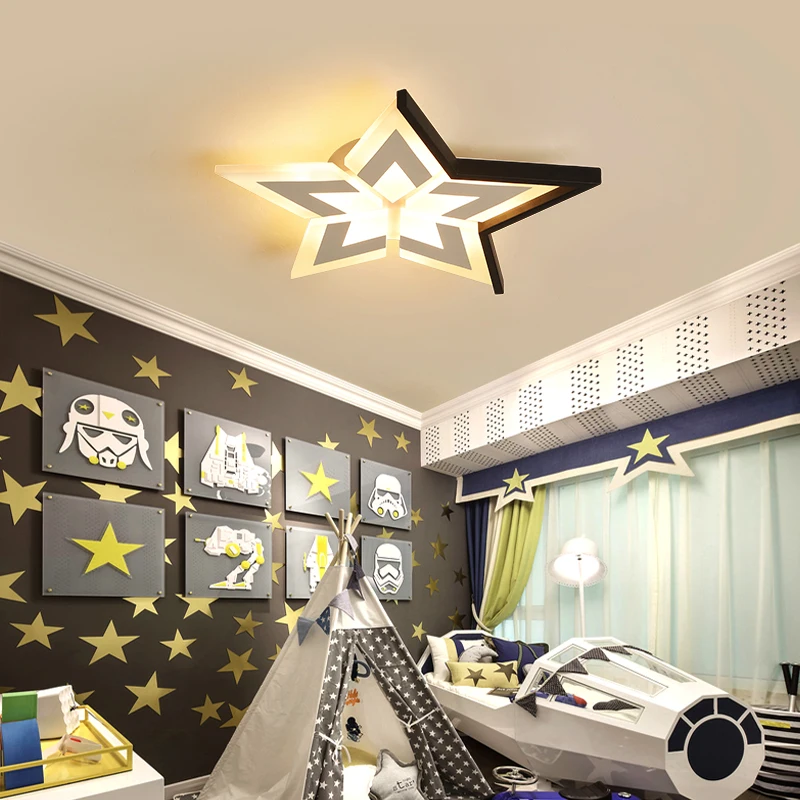 

New Star / Moon / Cloud Modern LED Ceiling Chandelier Bedroom Children's Room Acrylic White / Black Aisle Ceiling Chandelier