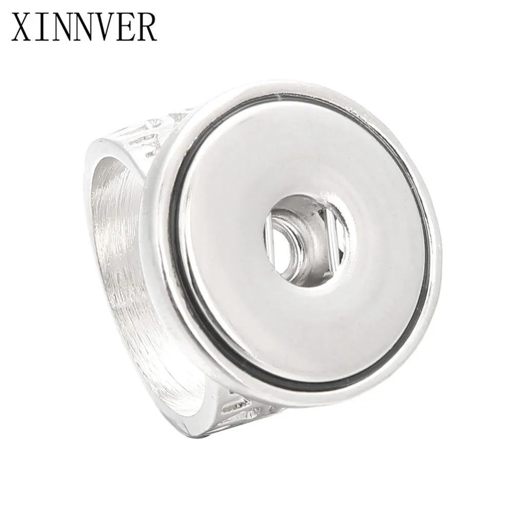 4 Size Vintage DIY Metal Snaps Ring Round Buttons Rings Fit 18/20mm Snap Buttons Women's Fashion Jewelry Men's Ring