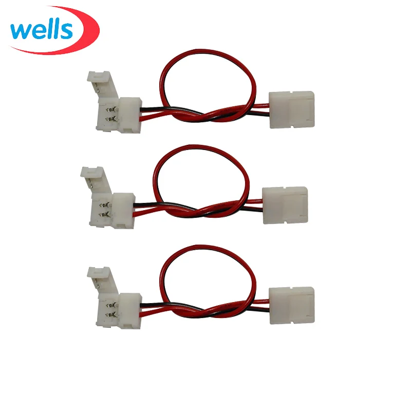 

300pcs 8mm 2pin Connector wire 3528 Single Color LED Strip