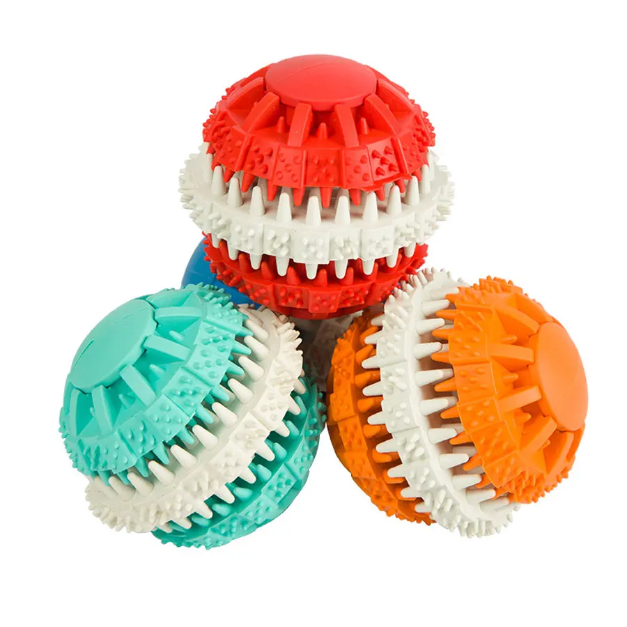 Dog Rubber Ball Food Leakage Ball Bite Resistant Dog Toys Funny Interactive Elasticity Ball Dog Chew Toys Cleaning Balls