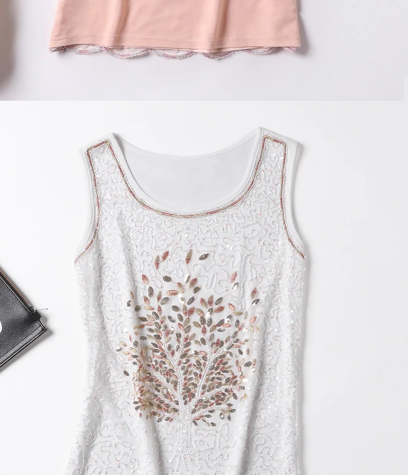 Tanque para Mulheres Verão Novo Tops Sexy Lace Lantejoulas Bordados Magro Lady Camisetas Elegante Outwear Tamanho Grande 4xl 2020 6 Cheap Camisetas regata