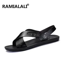 Мужские сандалии; сезон весна-лето; кожаные мужские пляжные сандалии; цвет черный, коричневый; мужские сандалии; повседневные Нескользящие летние шлепанцы; обувь