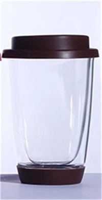 Путешествия Портативный предотвращающие ожоги Bodum стеклянный, с двойными стенками Кофе чашка с Чехол из силикагеля офисная кружка для молока на завтрак крышкой - Цвет: Шоколад
