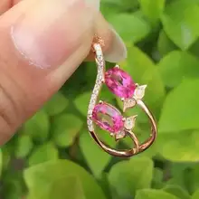 Натуральный красный Топаз камень кулон S925 Серебряный натуральный драгоценный камень кулон Цепочки и ожерелья Модные двойной цветок сосуд для женщин ювелирные изделия