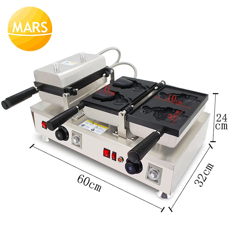 Коммерческая рыба тайяки в форме Вафельницы 110V 220V открытый рот аппарат для изготовления стаканчика-тайяки для мороженого рыбные конусы в оборудовании для общественного питания