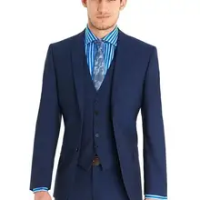 Bule 3 шт.(куртка+ брюки+ жилет+ галстук) Модный, выполненный на заказ мужские костюмы Slim Fit Best men Gridegroom party prom wedingterno Masculino