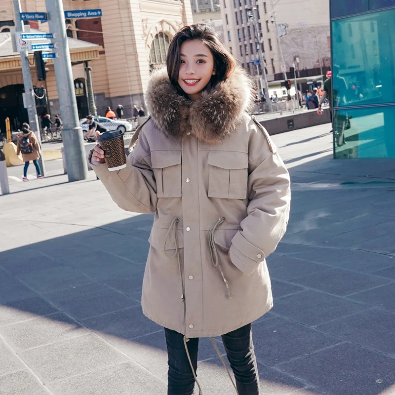 Large Fur Collar Hooded Wnter Coat Women Thickrn Warm