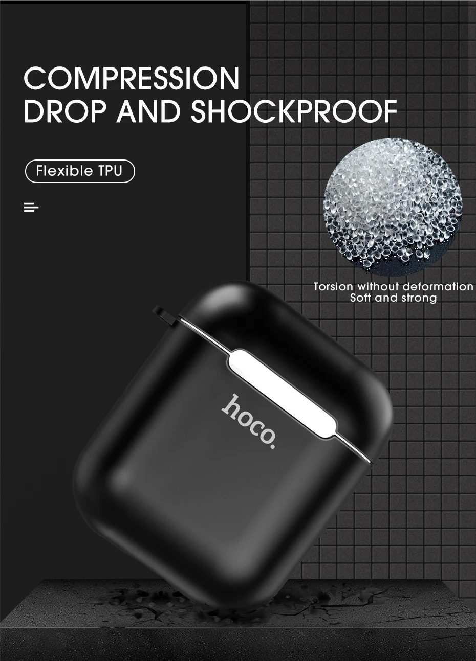 HOCO чехол для наушников для Apple Airpods, мягкий ТПУ чехол, цветной ультра тонкий прозрачный протектор для Air pods, bluetooth чехол для наушников