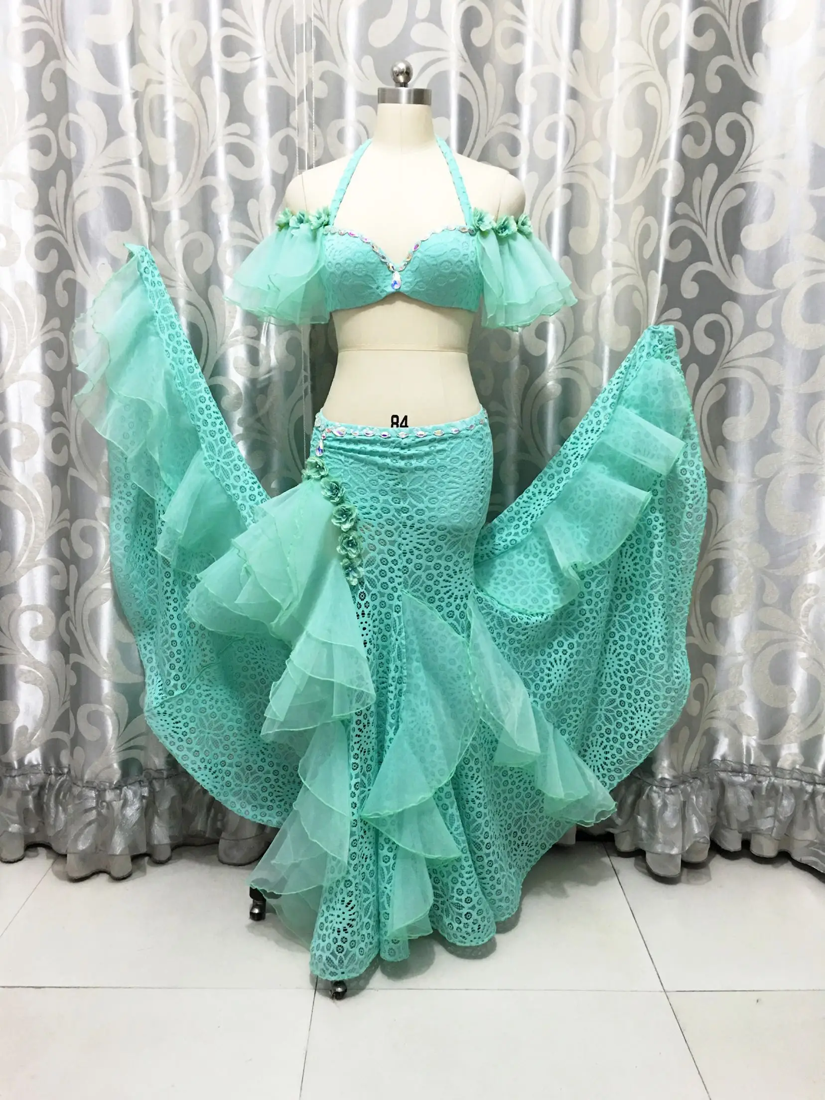 Индивидуальные bellydance diamond Синий/Белый Индийский живот цыганский костюм для