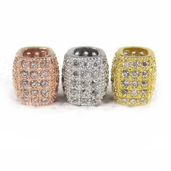 

Free Shipping 6*6.5mm European Big Hole Beads Mosaic Cubic Zircon Micro Pave Setting For Pandora Bracelets Necklace Jewelry