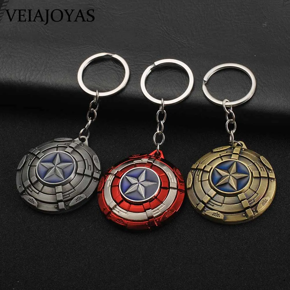 10 unids/lote ezmarvel encanto joyería los Vengadores Metal llaveros superhéroe Batman Ironman capitán película llavero lata giratoria