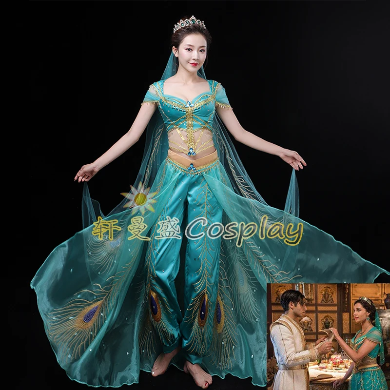 

New Movie Aladdin Jasmine Princess Top Quality Embroidery Cosplay Costume For Adult Women Girls Halloween Party Costume
