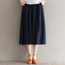 Женская плиссированная юбка с эластичной резинкой на талии из хлопка и льна, лето, винтажные повседневные длинные юбки, Femme, повседневные, Saias Longa, зеленый, красный