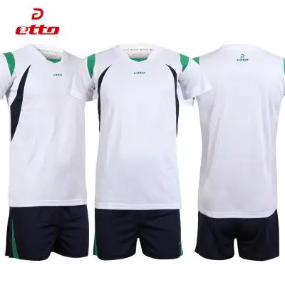 Etto, новинка, мужская спортивная дышащая футболка с короткими рукавами и шорты, волейбольный костюм, профессиональные майки с мячом, форма HXB006 - Цвет: white
