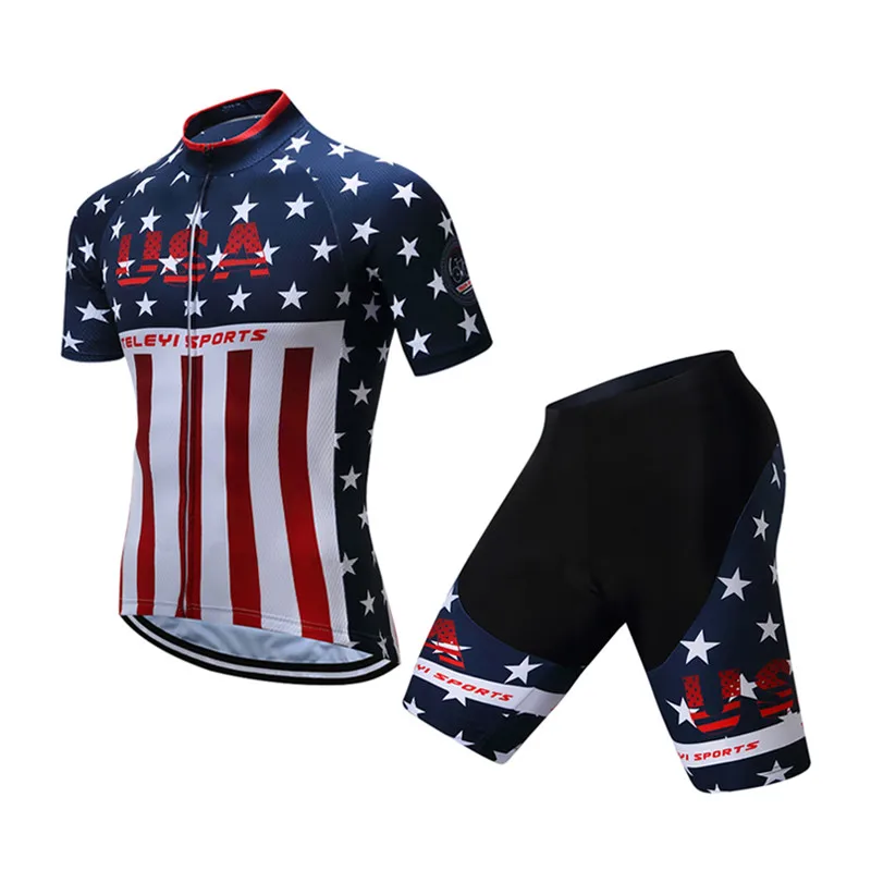 Teleyi Brand Pro Team Racing Sport Cycling Jersey Sets Men USA Style