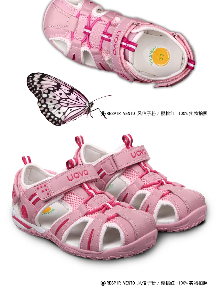 Uovo для мальчиков летняя обувь на высоких каблуках; Sapato Menina на плоской подошве детские сандалии, для девочек пляжные сандалии Размеры 24-35
