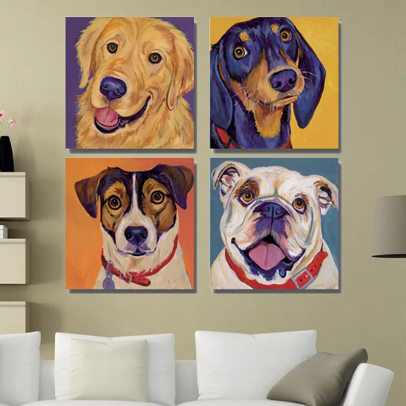 

Frameless handmade animal portrait dog oil painting on canvas for living room home decor high quality