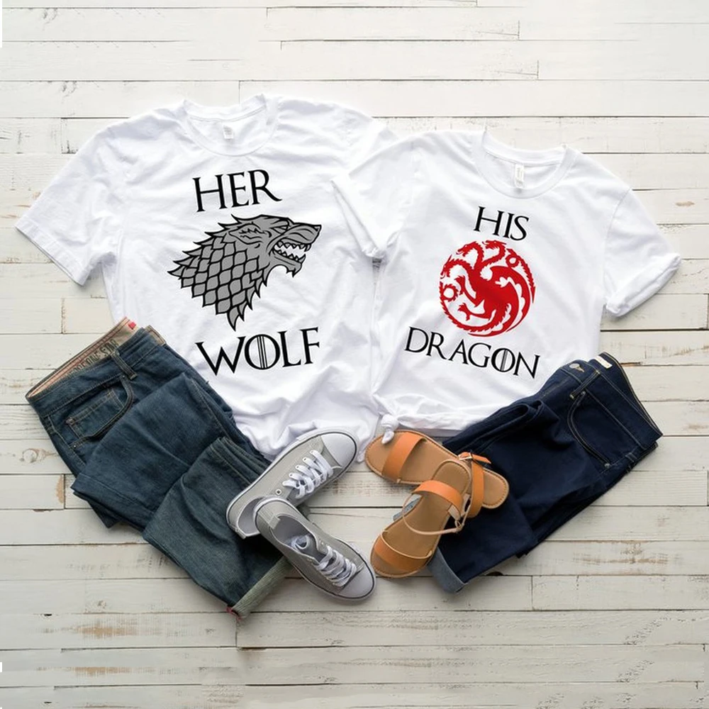 His Dragon Her Wolf Couples Matching T Shirts Game Of Thrones Gift