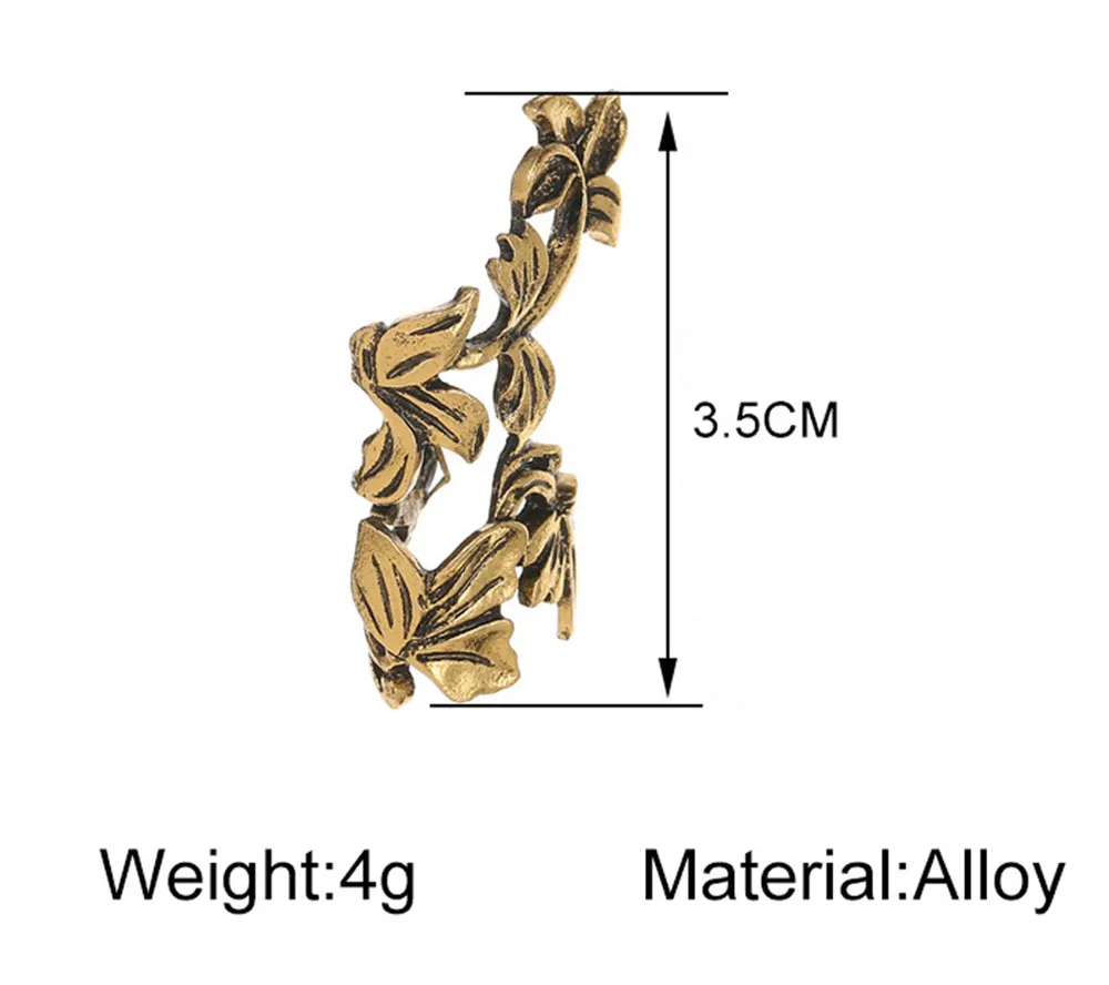 SexeMara 1 шт Для женщин девочек Мода панк рок ретро серьги золотые посеребренный Лист уха манжеты Деформация Кафф с клипсой Мода целых