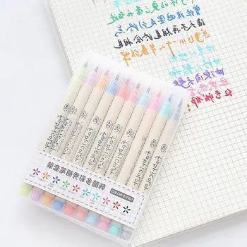 

Coloffice 10PCs/Set Color Highlighter Watercolor Pen Soft Head Brush Kids Students With Comic Calligraphy Beauty Pen Stationery