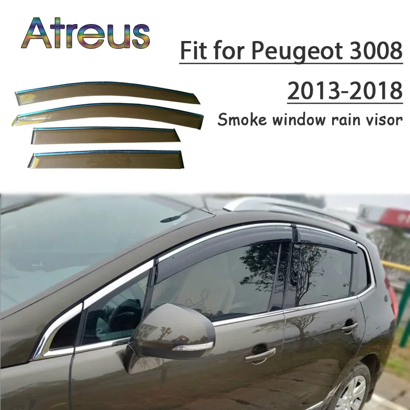 

Atreus 1set ABS For 2018 2017 2016 2015 2014 2013 Peugeot 3008 Accessories Car Vent Sun Deflectors Guard Smoke Window Rain Visor