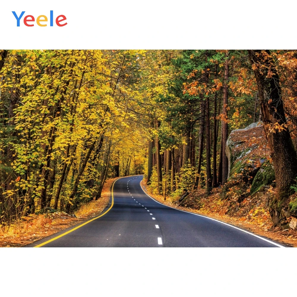 

Yeele Autumn Parlor Decor Forest Road Yellow Leaves Photography Backdrops Personalized Photographic Backgrounds For Photo Studio