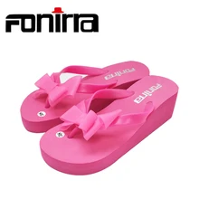 FONIRRA Women Flip Flops Bownot Sandals Shoes Sapato Feminino Beach Wedge Flip Flops Women Slipper Shoes Sandalias Mujer 124