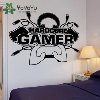 

Video Game Sticker Play Gaming Posters Gamer Vinyl Wall Decals Mural Hardcore Gamer Boys Room Decor Sticker NY-47