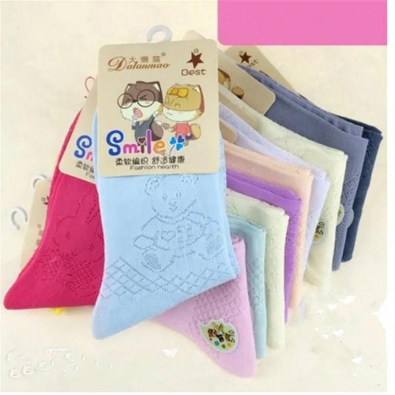 

10 pairs of children's mesh breathable thin ice silk socks Spring and summer boys and girls crystal transparent silk socks