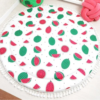 

900mm Baby Infant Play Mats Kids Crawling Carpet Floor Cotton Game Pad Children Room Decor Rug Fringed Lace Watermelon Blanket